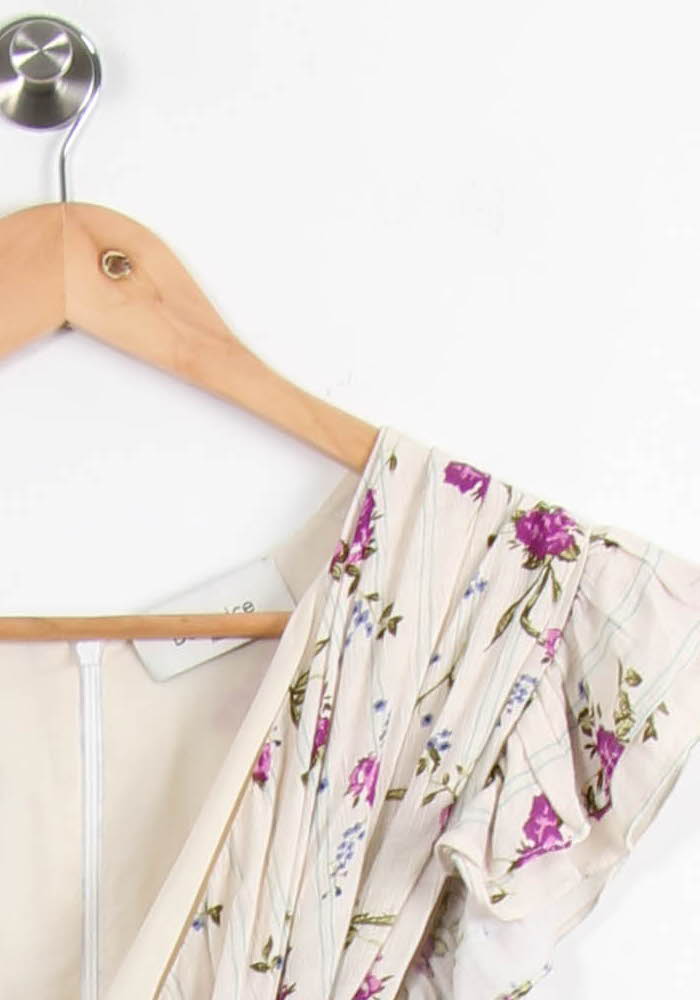 Robe Fleurie Beige et Violette - Taille S/36 de la marque Bérénice | PARAD61040 - Vendu par Paradigme - Image 3