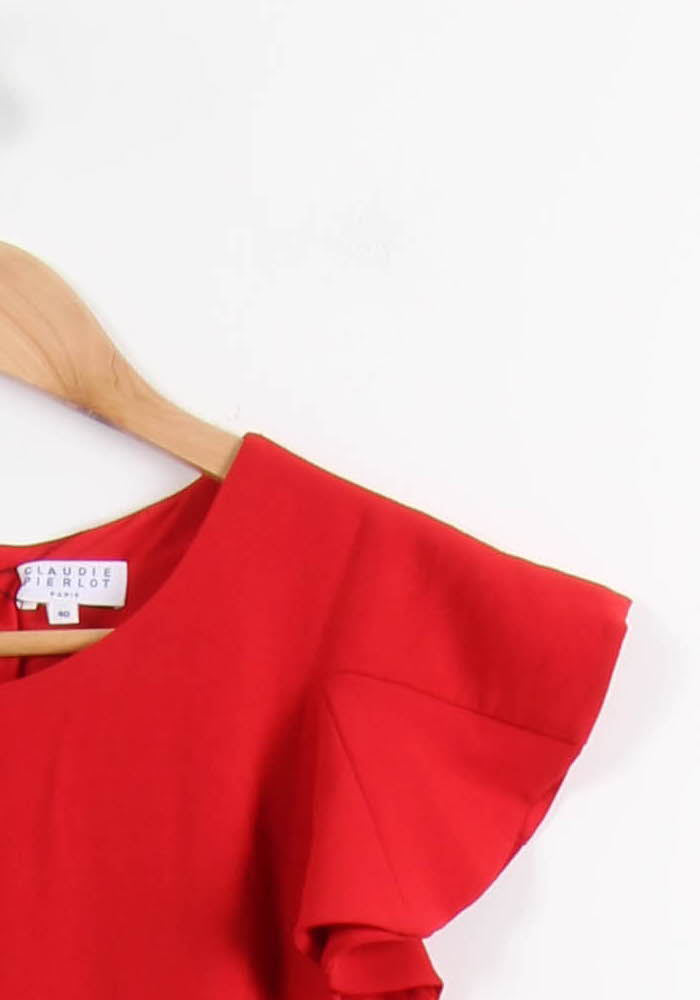 Robe Volantée Rouge - Taille L/40 de la marque Claudie Pierlot | PARAD44587 - Vendu par Paradigme - Image 3