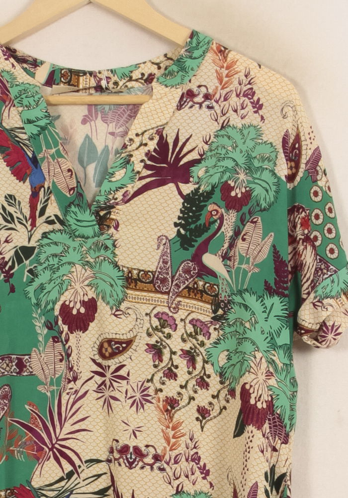 Robe Vert et Beige - Taille L/40 de la marque La Fée Maraboutée | PARAD66430 - Vendu par Paradigme - Image 3