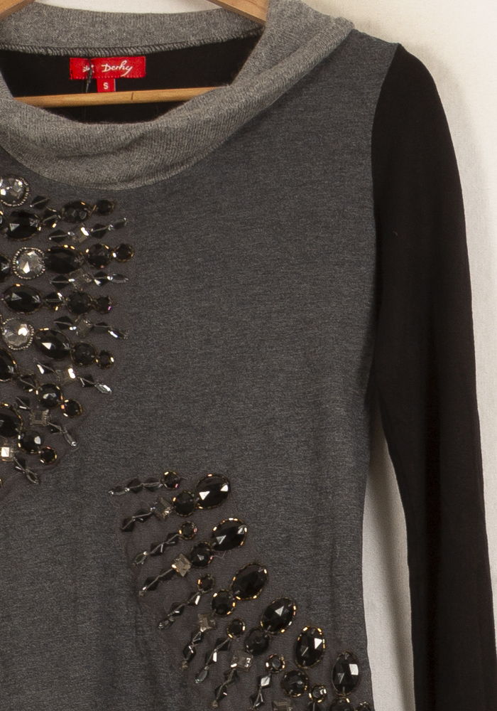 Pull Gris et Noir - Taille S/36 de la marque Derhy | PARAD55310 - Vendu par Paradigme - Image 3