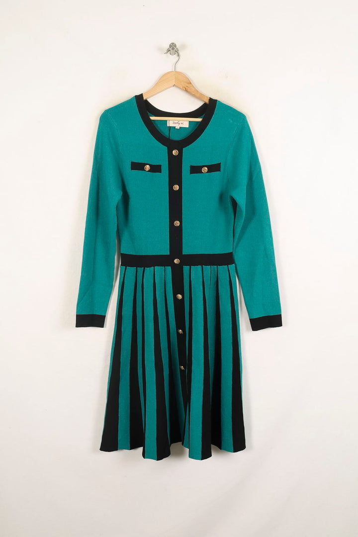 Robe Midi Verte et Noire - Taille L/40 de la marque Derhy | PARAD56360 - Vendu par Paradigme - Image 2