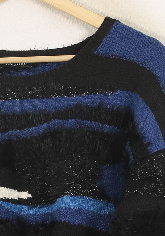 Pull Noir Bleu et Blanc - Taille XL/42 de la marque One Step | PARAD69428 - Vendu par Paradigme - Image 3