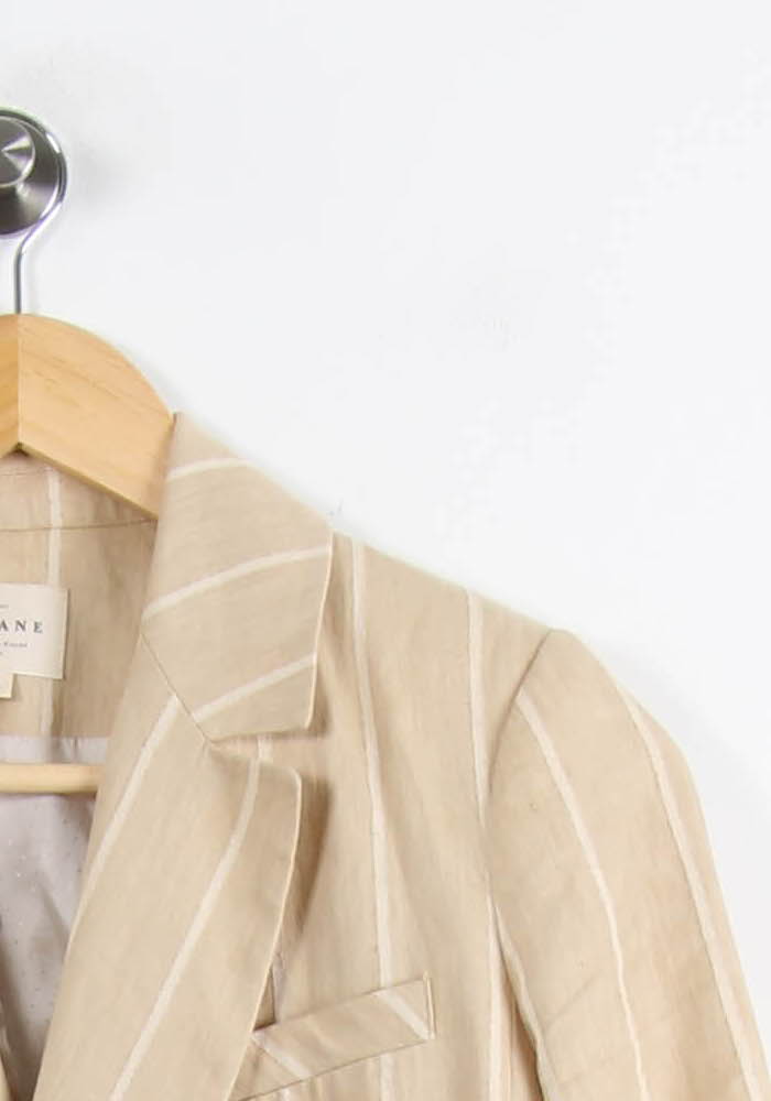 Blazer Beige à Rayures Blanches - Taille XS/34 de la marque Sézane | PARAD66552 - Vendu par Paradigme - Image 3