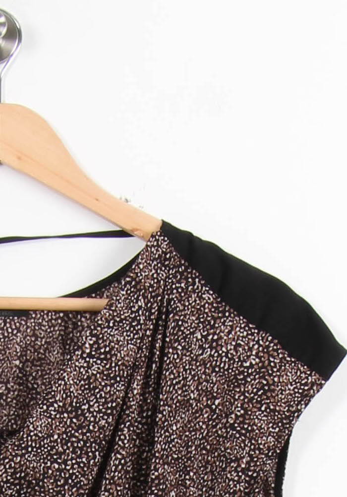 Robe Midi Marron et Noire - Taille XS/34 de la marque IKKS | PARAD64339 - Vendu par Paradigme - Image 3