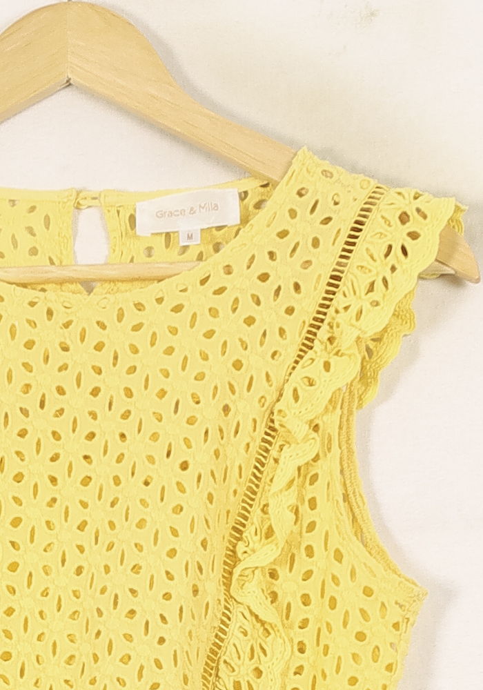 Blouse Sans Manches Jaune - Taille M/38 de la marque Grace & Mila | PARAD66655 - Vendu par Paradigme - Image 3