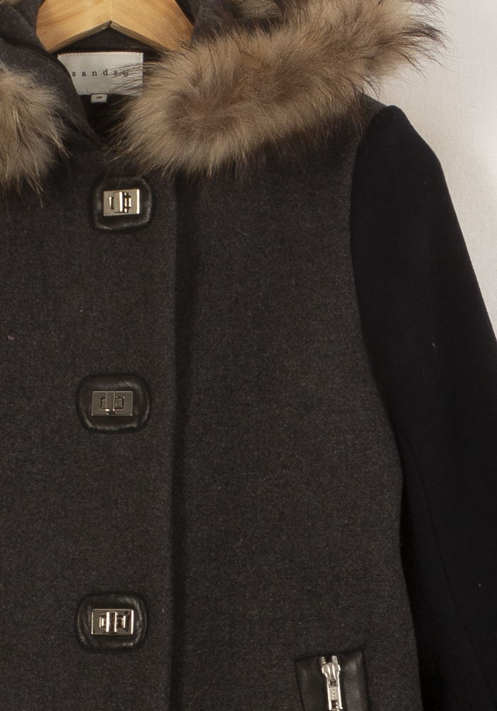 Duffle-coat Gris et Noir - Taille S/36 de la marque Sandro | PARAD63090 - Vendu par Paradigme - Image 3
