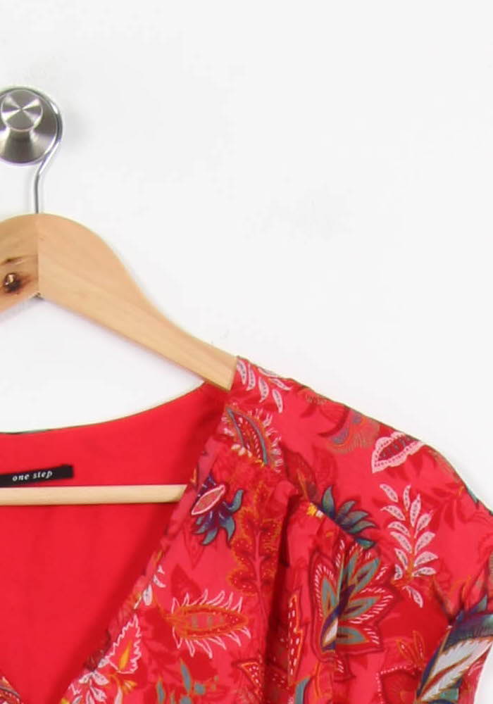 Robe Longue Rouge à Fleurs - Taille XS/34 de la marque One Step | PARAD67033 - Vendu par Paradigme - Image 3