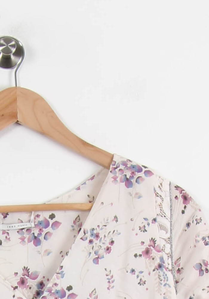 Robe Fleurie Blanche et Violette - Taille S/36 de la marque IKKS | PARAD66919 - Vendu par Paradigme - Image 3