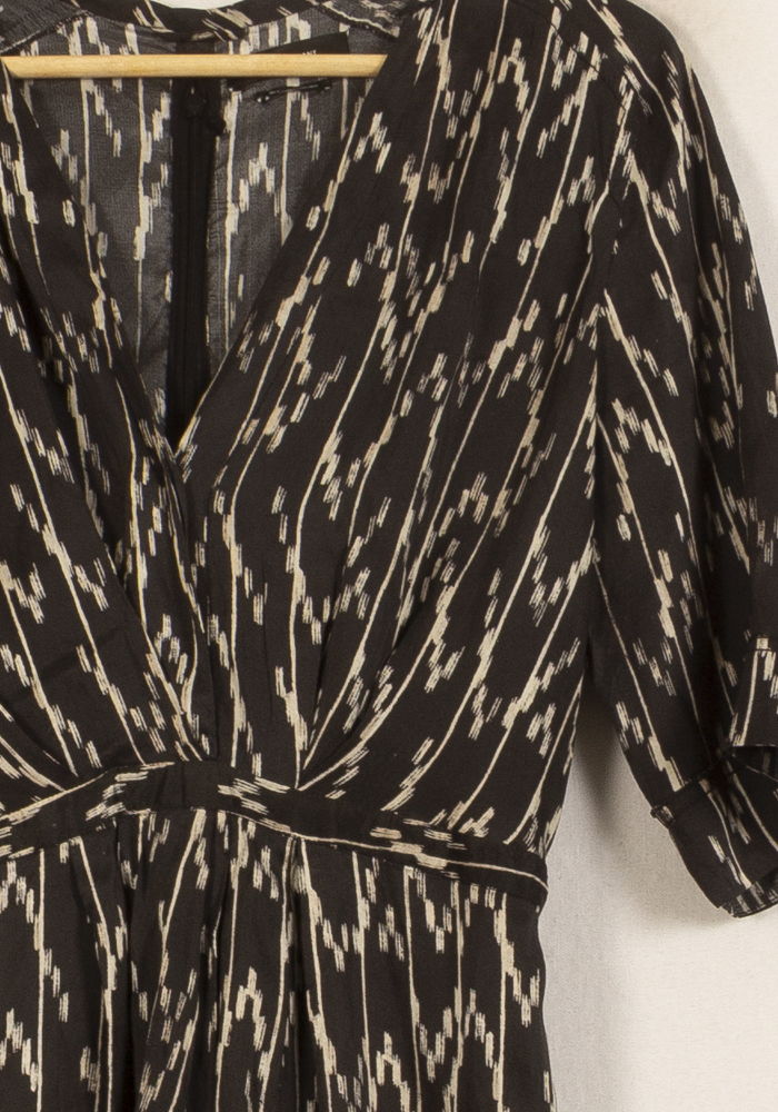Robe Imprimée Noire et Beige - Taille XS/34 de la marque Isabel Marant | PARAD63308 - Vendu par Paradigme - Image 3