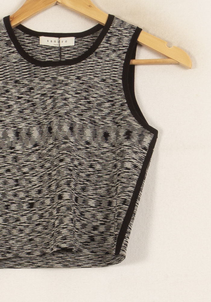 Crop Top Gris et Noir - Taille S/36 de la marque Sandro | PARAD39878 - Vendu par Paradigme - Image 3