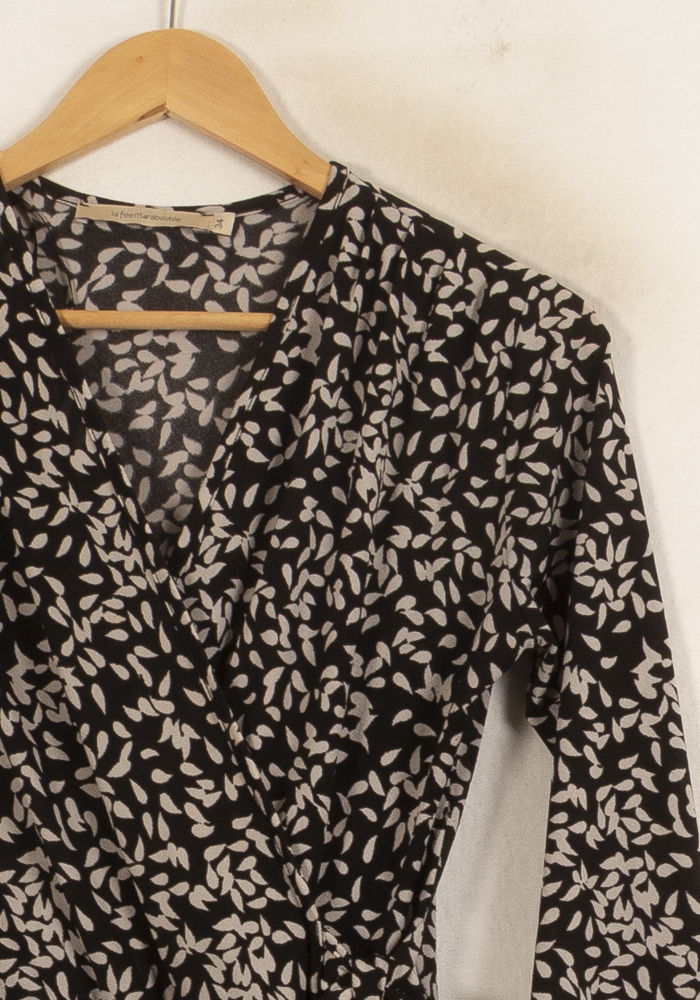 Robe Portefeuille Noire et Blanche - Taille S/36 de la marque Suncoo | PARAD50129 - Vendu par Paradigme - Image 3