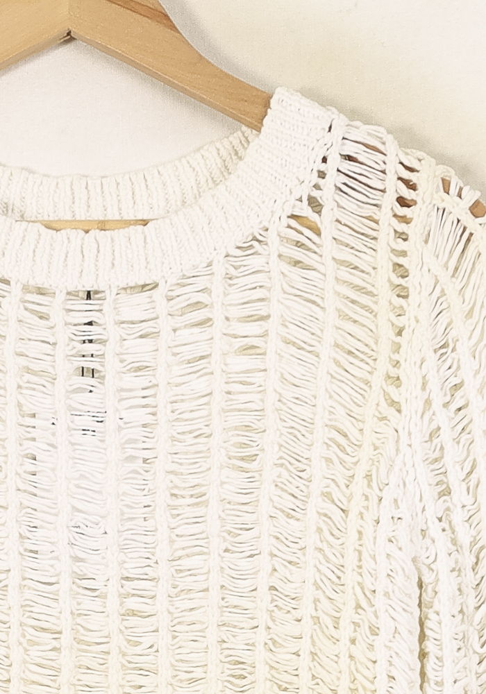 Pull Maille Blanc - Taille S/36 de la marque Sandro | PARAD49130 - Vendu par Paradigme - Image 3