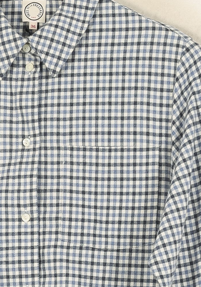 Chemise À Carreaux Bleue et Blanche - Taille S/36 de la marque Ines de la Fressange Paris | PARAD67906 - Vendu par Paradigme - Image 3