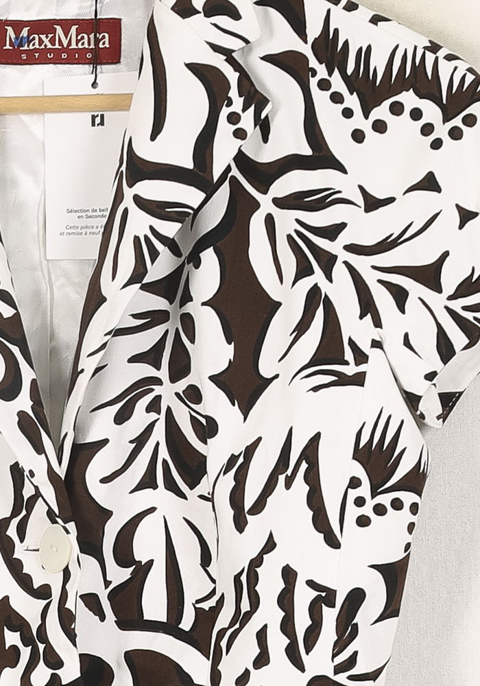 Veste Blanche et Marron - Taille S/36 de la marque Max Mara | PARAD45311 - Vendu par Paradigme - Image 3