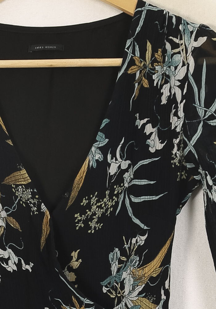 Robe Portefeuille Noire et Bleue - Taille XS/34 de la marque IKKS | PARAD53938 - Vendu par Paradigme - Image 3