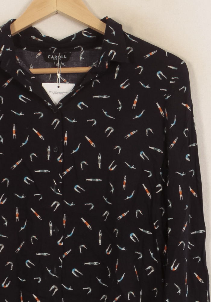 Chemise Noire à Motifs - Taille L/40 de la marque Caroll | PARAD63868 - Vendu par Paradigme - Image 3