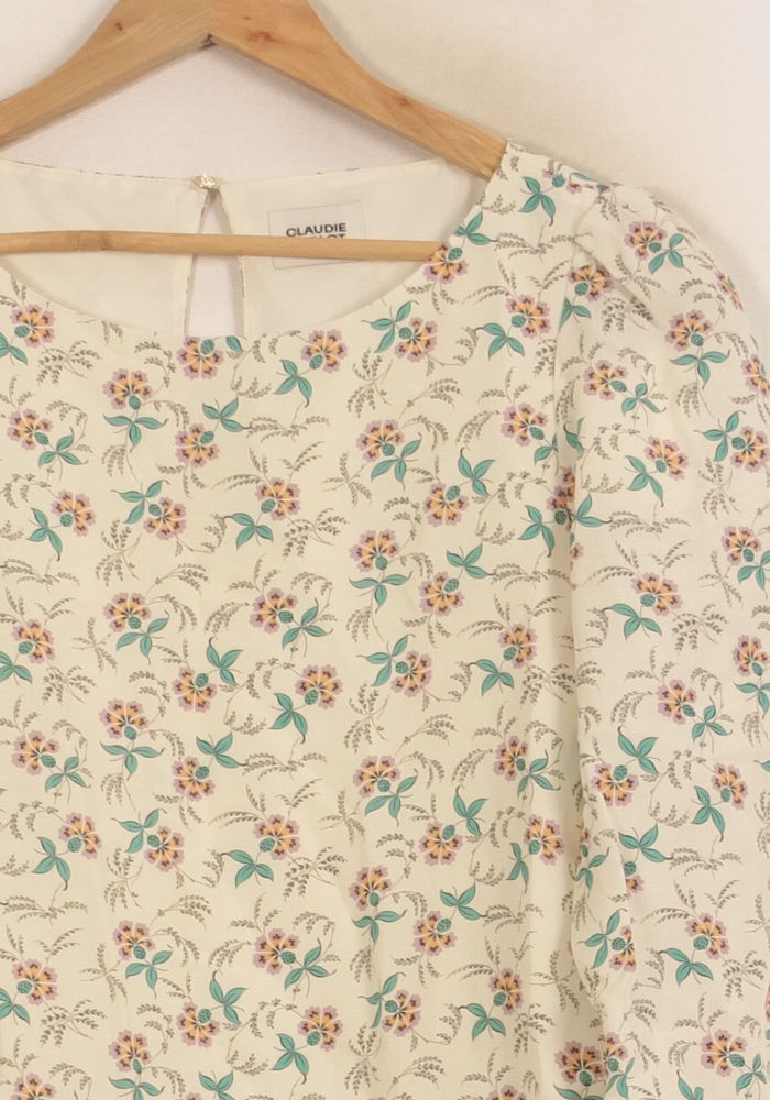 Robe Évasée Beige à Fleurs - Taille S/36 de la marque Claudie Pierlot | PARAD63757 - Vendu par Paradigme - Image 3