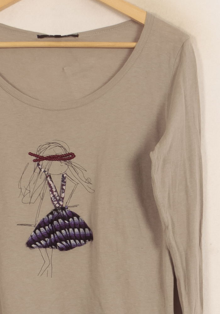 Tee-shirt Manche Longue Gris - Taille L/40 de la marque Tara Jarmon | PARAD39771 - Vendu par Paradigme - Image 3