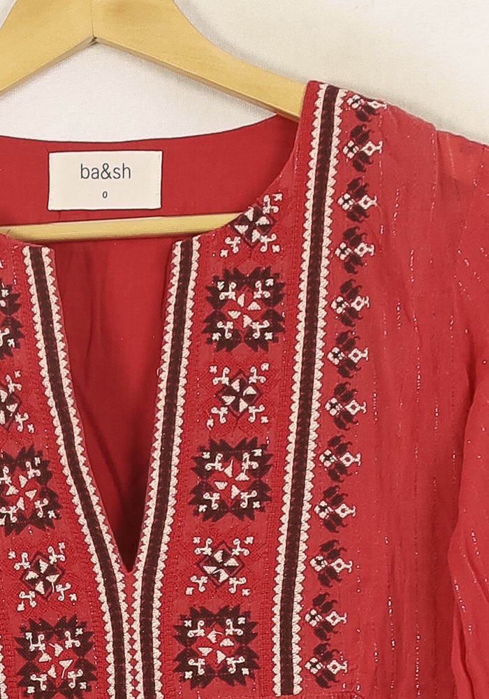Blouse Rouge - Taille XS/34 de la marque ba&sh | PARAD68953 - Vendu par Paradigme - Image 3