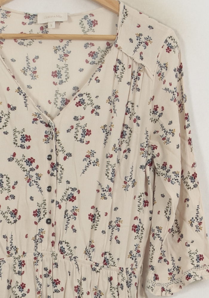 Robe Courte Blanche à Fleurs - Taille S/36 de la marque Grace & Mila | PARAD53273 - Vendu par Paradigme - Image 3