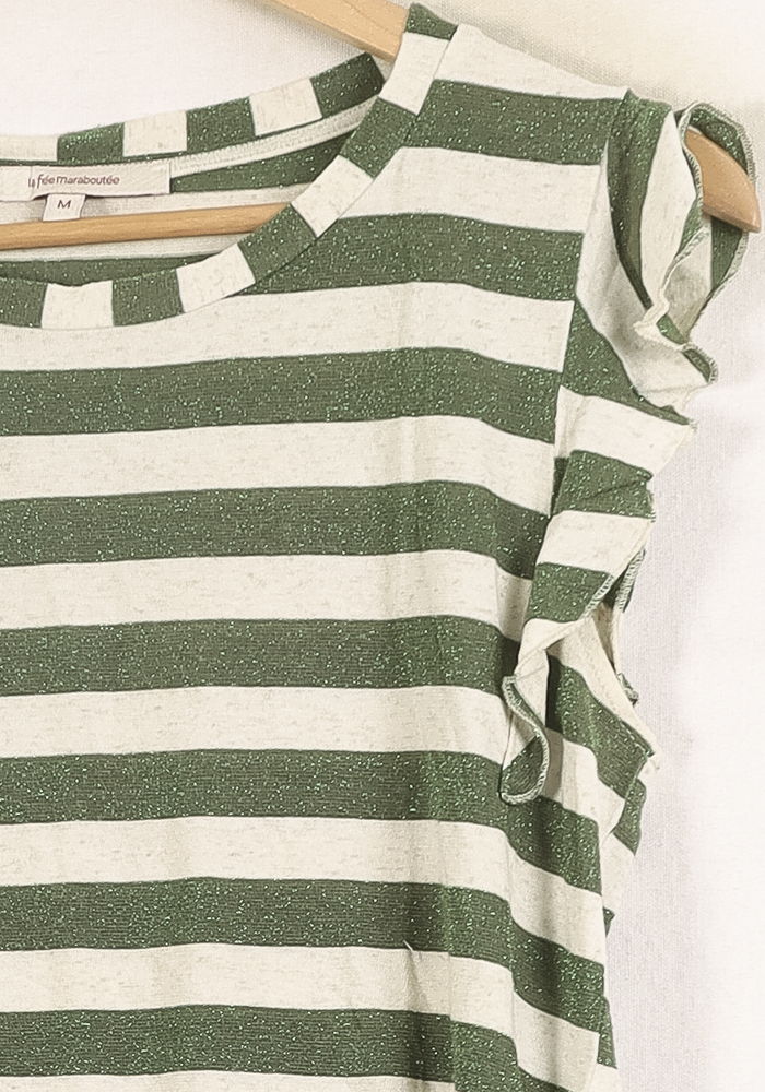 Tee-shirt Vert et Blanc - Taille M/38 de la marque La Fée Maraboutée | PARAD50769 - Vendu par Paradigme - Image 3