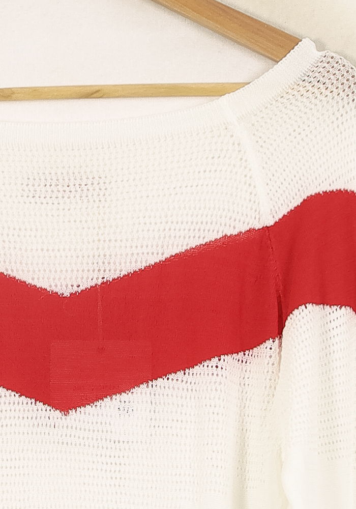 Pull Blanc et Rouge - Taille XL/42 de la marque Imprevu | PARAD34924 - Vendu par Paradigme - Image 3