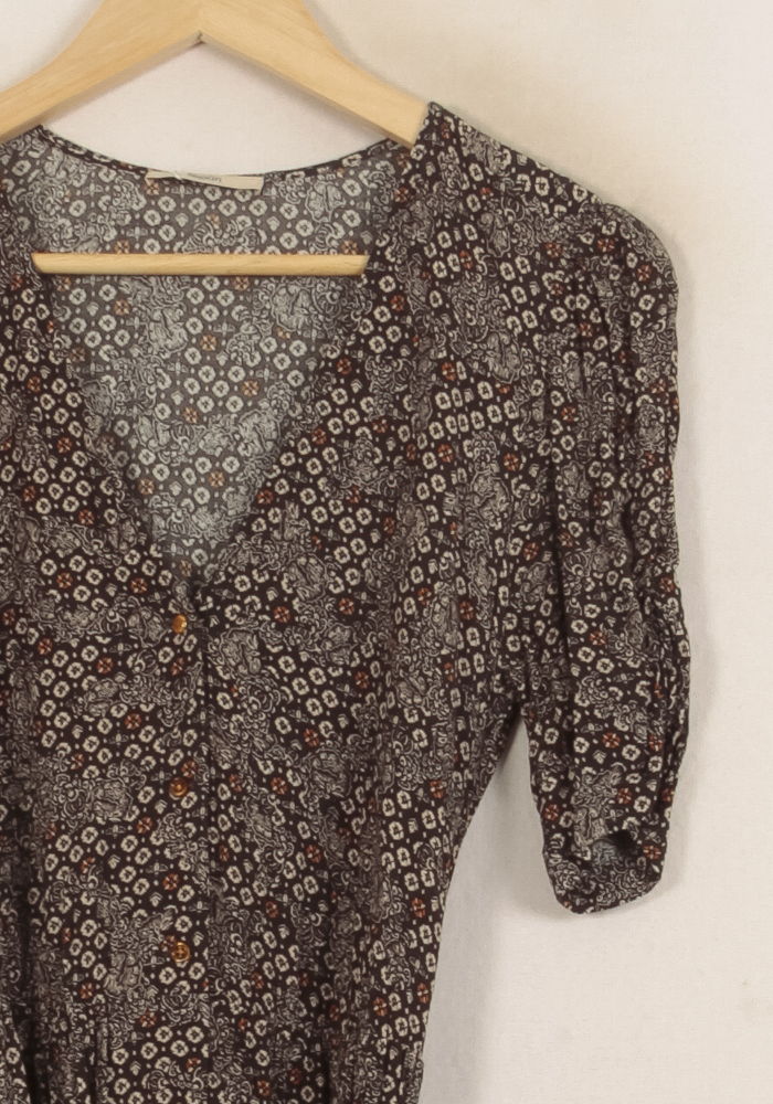 Robe Midi Imprimée Marron et Blanc - Taille L/40 de la marque Sessùn | PARAD63939 - Vendu par Paradigme - Image 3