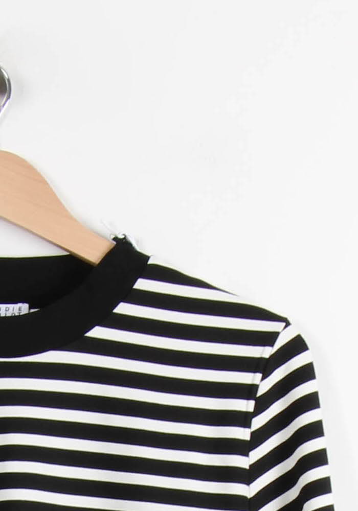 Marinière Noire et Blanche - Taille L/40 de la marque Claudie Pierlot | PARAD66611 - Vendu par Paradigme - Image 3