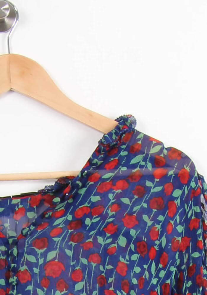 Robe Fleurie Bleue et Rouge - Taille M/38 de la marque The Kooples | PARAD64190 - Vendu par Paradigme - Image 3