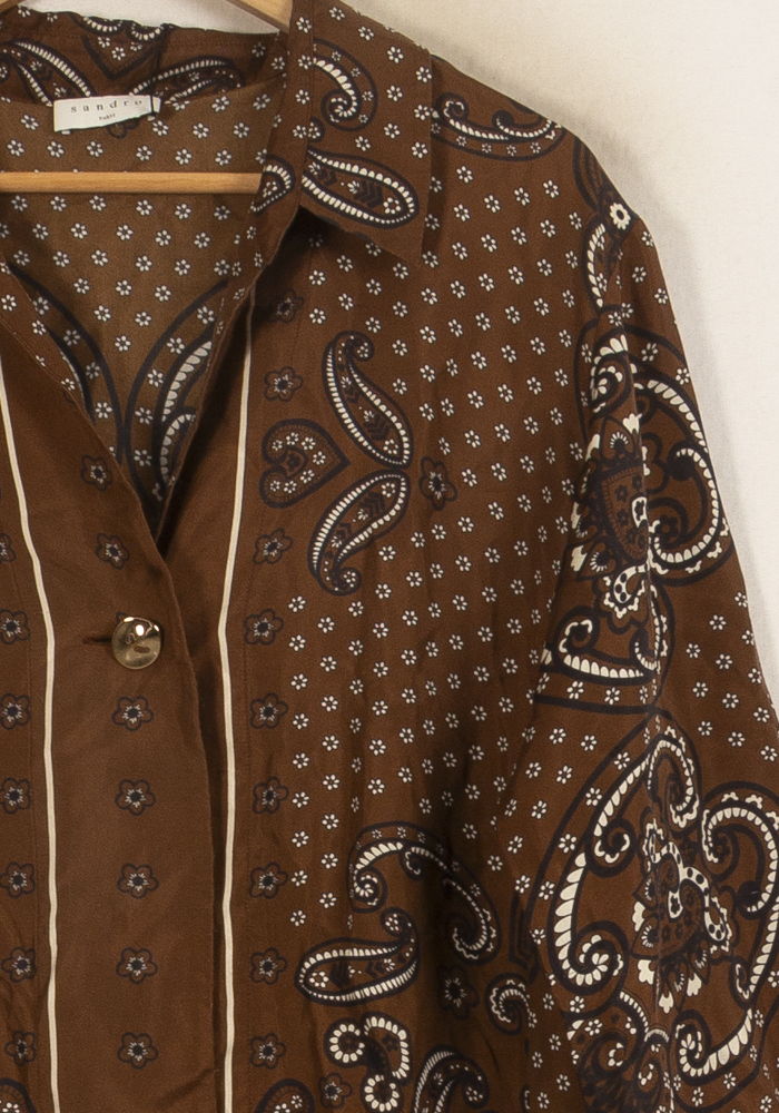 Robe Chemise Marron - Taille L/40 de la marque Sandro | PARAD51475 - Vendu par Paradigme - Image 3