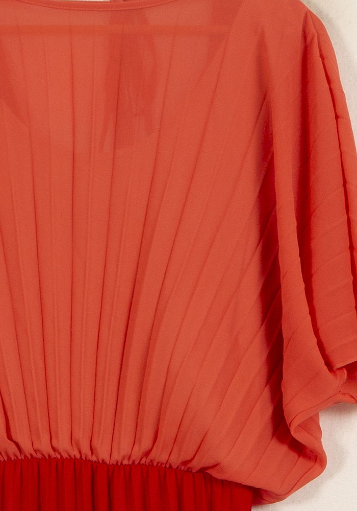 Robe Plissée Rouge et Orange - Taille L/40 de la marque La Fée Maraboutée | PARAD24886 - Vendu par Paradigme - Image 3