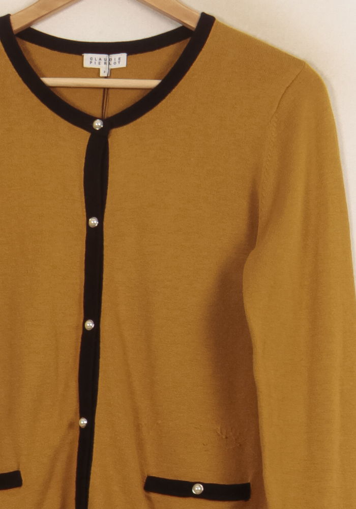 Cardigan Jaune et Noir - Taille M/38 de la marque Claudie Pierlot | PARAD44583 - Vendu par Paradigme - Image 3