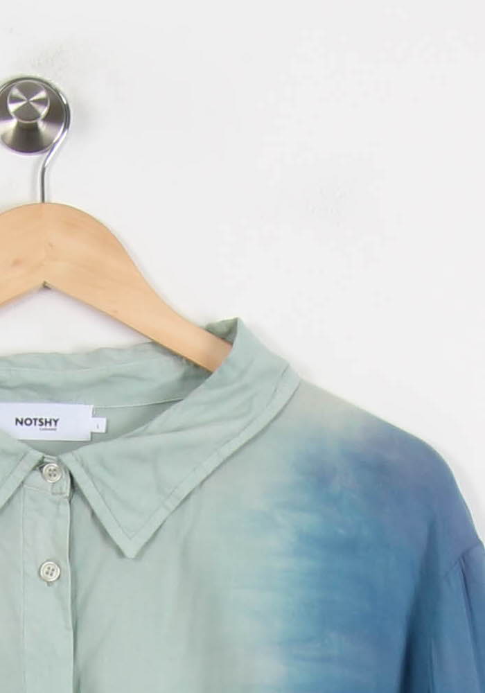 Robe Chemise Longue Bleu et Vert - Taille L/40 de la marque Notshy Cashmere | PARAD54012 - Vendu par Paradigme - Image 3