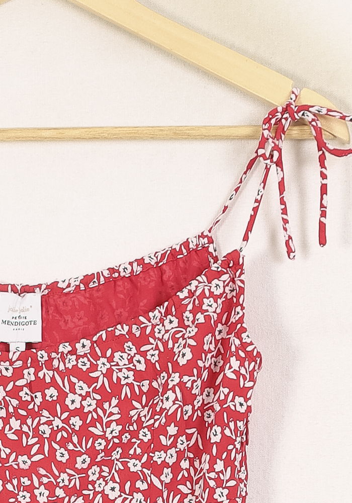 Robe Fleurie Rouge et Blanche - Taille S/36 de la marque Petite Mendigote | PARAD69419 - Vendu par Paradigme - Image 3