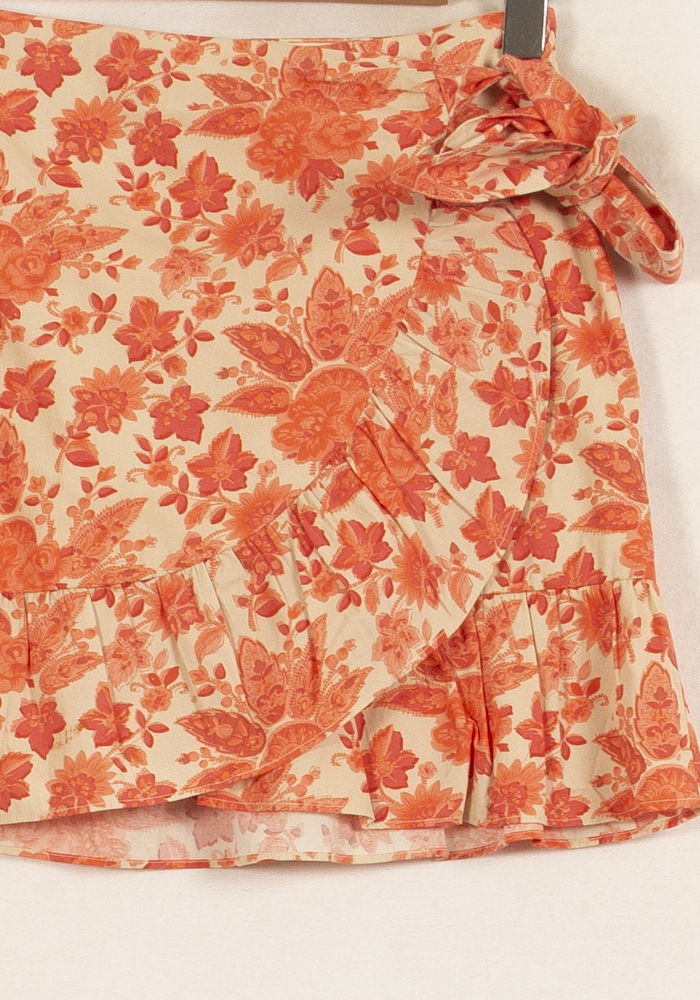 Jupe Portefeuille Orange et Écru - Taille S/36 de la marque Sézane | PARAD65068 - Vendu par Paradigme - Image 3
