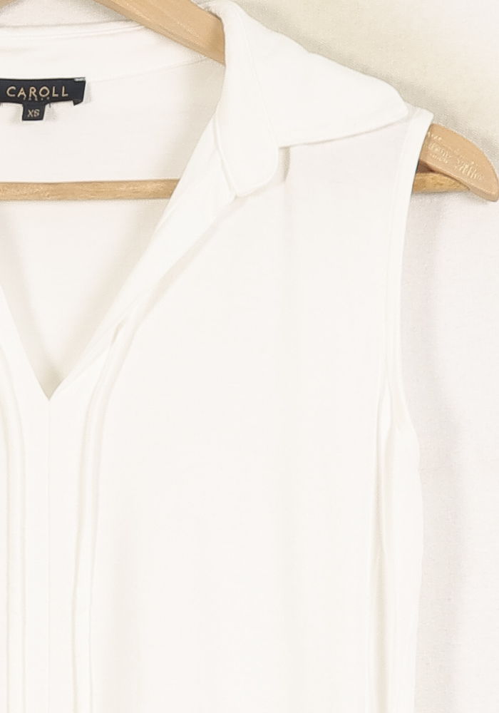Chemisier Sans Manches Blanc - Taille S/36 de la marque Caroll | PARAD69087 - Vendu par Paradigme - Image 3