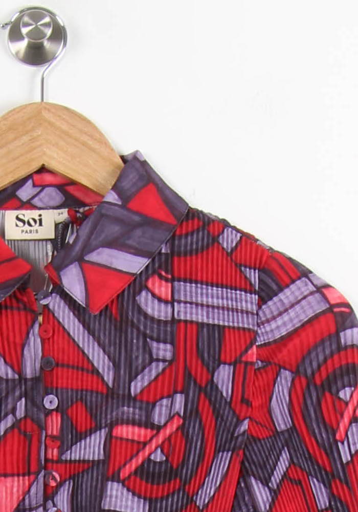 Robe Chemise Rouge et Violette - Taille XS/34 de la marque Soi Paris | PARAD64021 - Vendu par Paradigme - Image 3