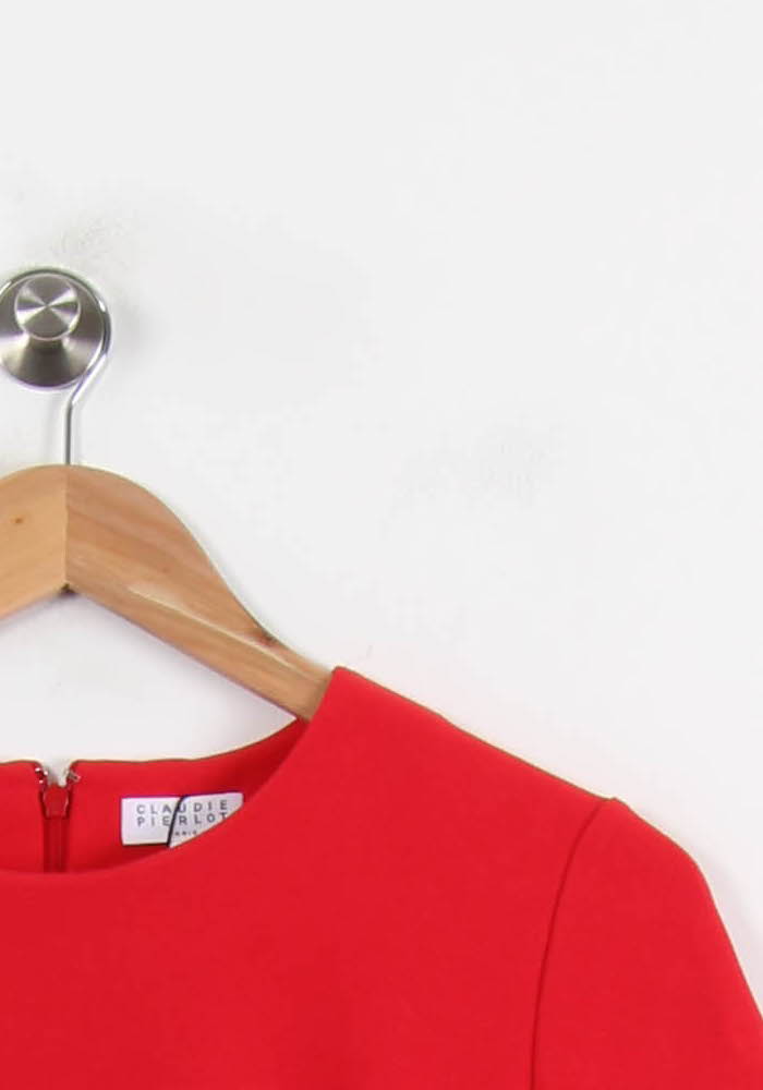 Robe Courte Rouge - Taille XS/34 de la marque Claudie Pierlot | PARAD55309 - Vendu par Paradigme - Image 3