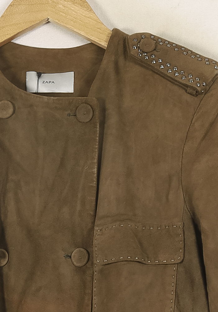 Veste En Cuir Marron - Taille S/36 de la marque ZAPA | PARAD69212 - Vendu par Paradigme - Image 3