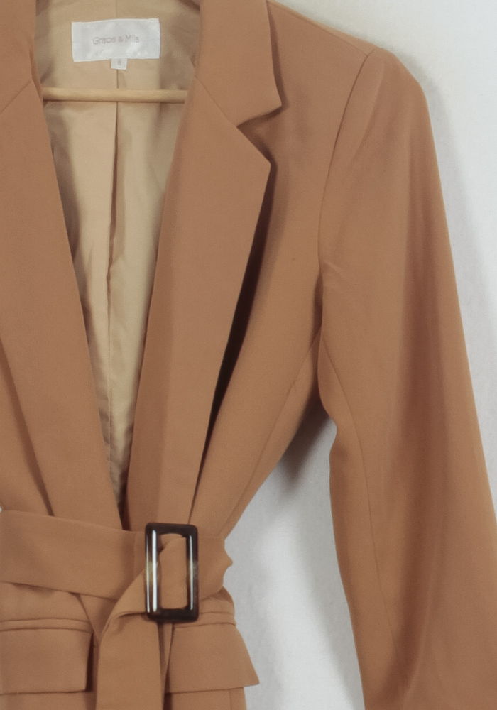 Blazer Ceinturé Marron - Taille S/36 de la marque Grace & Mila | PARAD53238 - Vendu par Paradigme - Image 3