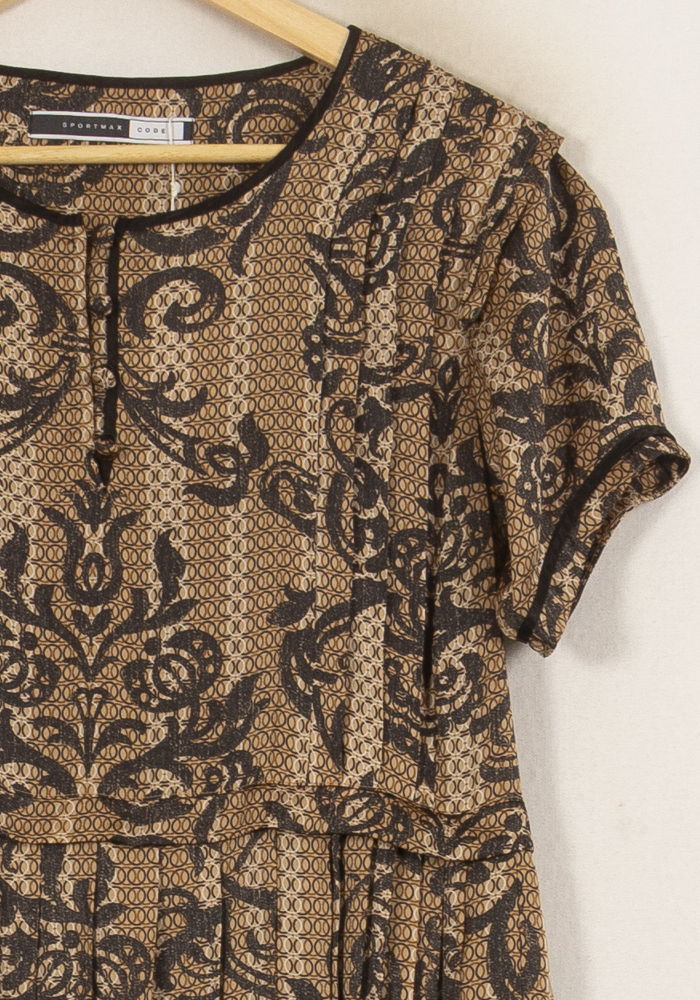 Robe Courte Marron et Noire - Taille L/40 de la marque Weekend Max Mara | PARAD62366 - Vendu par Paradigme - Image 3