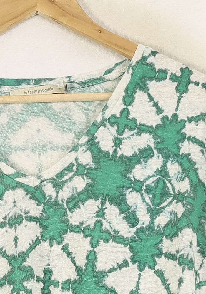 Tee-shirt Vert et Blanc - Taille M/38 de la marque La Fée Maraboutée | PARAD68961 - Vendu par Paradigme - Image 3