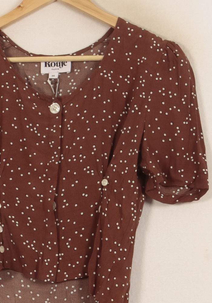 Blouse Marron et Blanche - Taille XS/34 de la marque Rouje | PARAD63988 - Vendu par Paradigme - Image 3