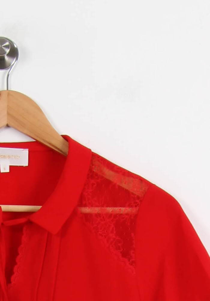 Blouse en dentelle rouge - Taille S/36 de la marque Grace & Mila | PARAD53451 - Vendu par Paradigme - Image 3
