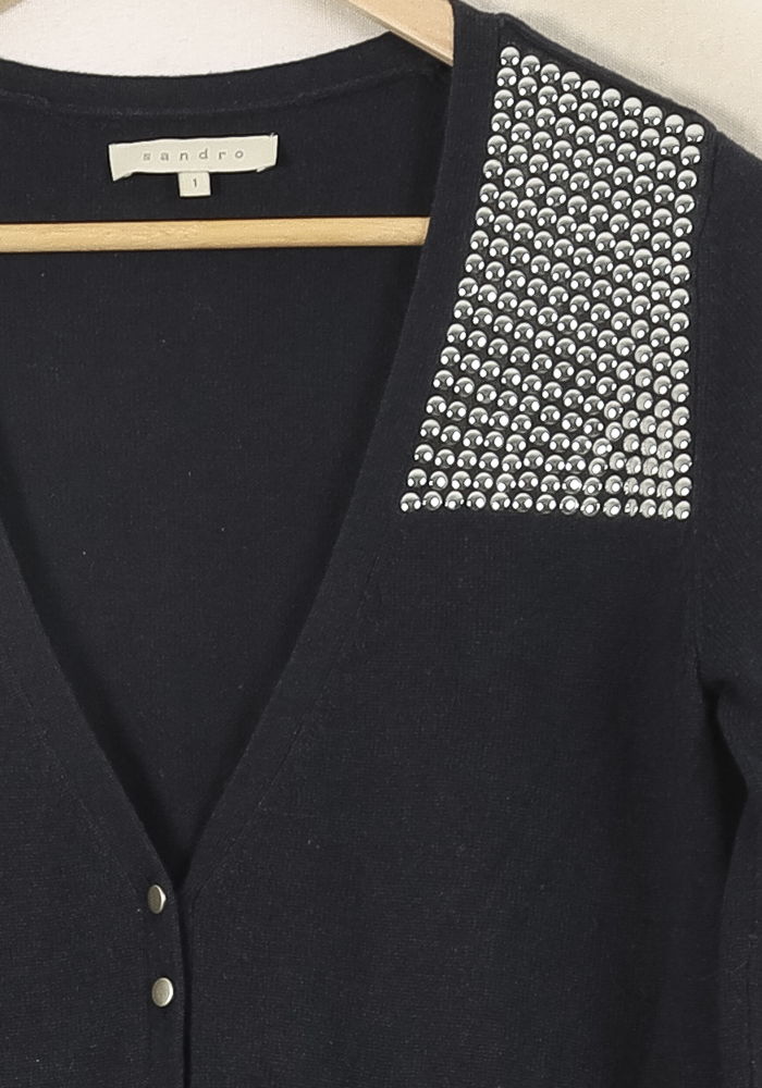 Cardigan Noir - Taille S/36 de la marque Sandro | PARAD50088 - Vendu par Paradigme - Image 3