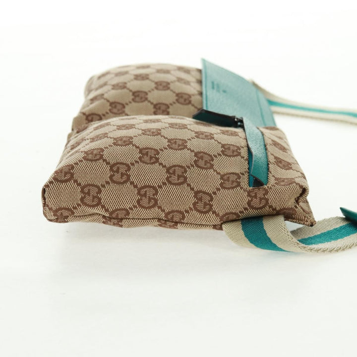 Gucci Vintage Double Belt Bag GG Canvas with Leather