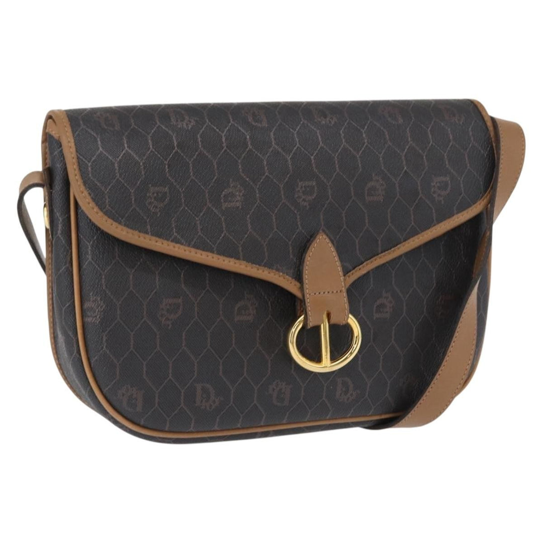 Christian Dior Vintage Honeycomb Flap Crossbody Bag Canvas and Leather