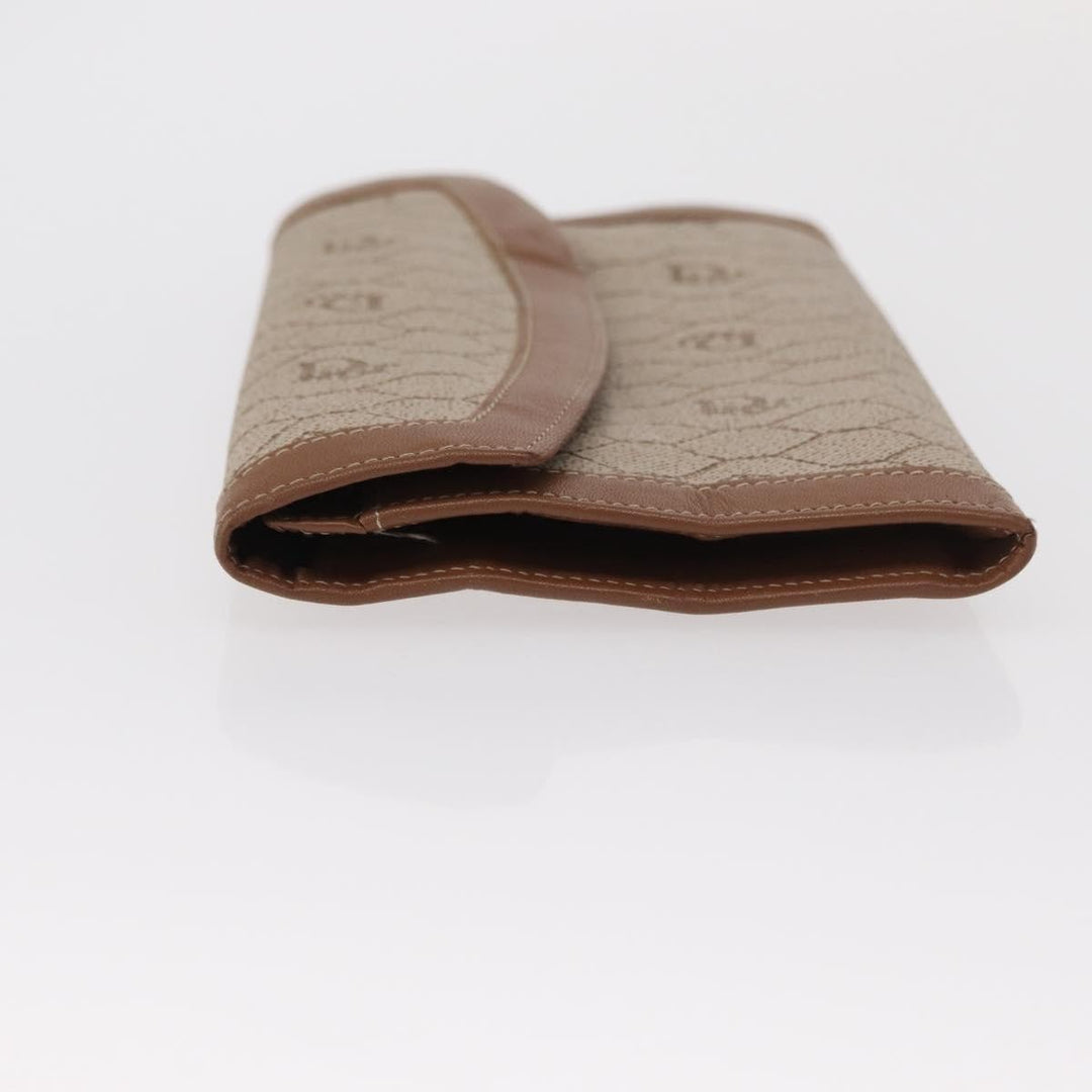 Christian Dior Vintage Honeycomb Flap Wallet Coated Canvas