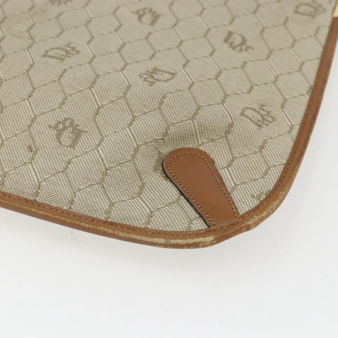 Christian Dior Vintage Honeycomb Shoulder Bag Canvas and Leather