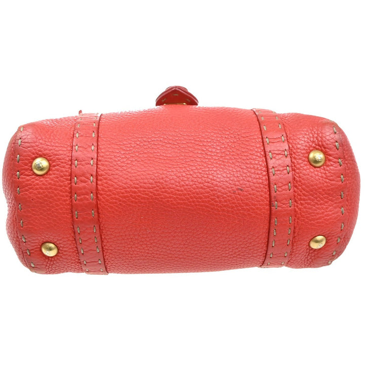 Fendi Selleria Linda Satchel Pebbled Leather